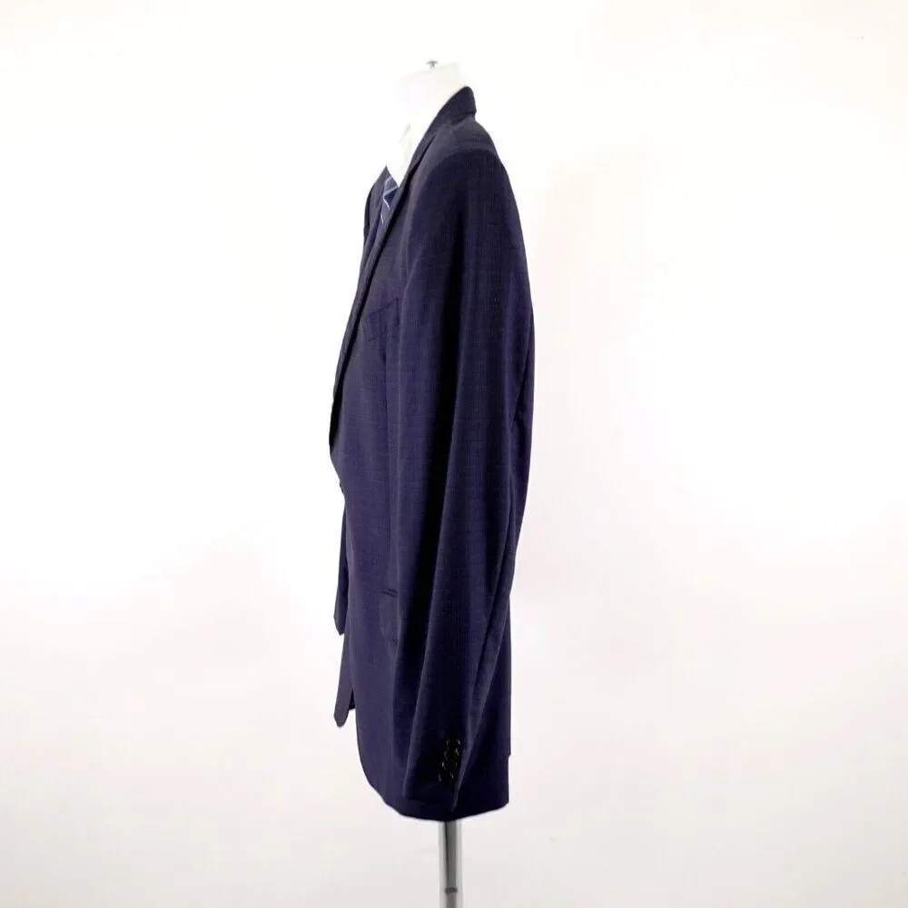 Joseph Abboud Reda‎ Super 110s Wool Blue Check 40R 2 Button Sport Coat Tag 42L
